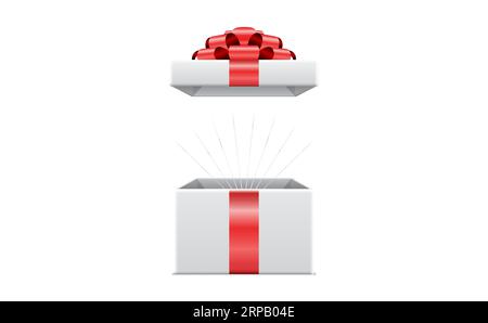 3d Surprise box red ribbon Stock Vector