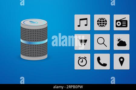 Personal voice assistant speaker technology Stock Vector