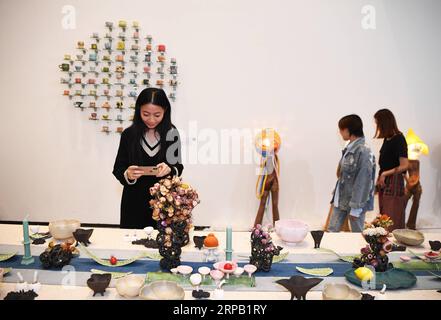 (190525) -- CHONGQING, May 25, 2019 (Xinhua) -- People visit a graduation exhibition of graduates from Sichuan Fine Arts Institute in Chongqing, southwest China, May 24, 2019. More than 10,000 pieces (sets) of works were displayed at the exhibition. (Xinhua/Wang Quanchao) CHINA-CHONGQING-ARTS-GRADUATES-EXHIBITION (CN) PUBLICATIONxNOTxINxCHN Stock Photo