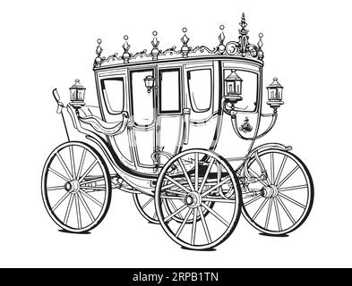 King carriage hand drawn sketch Vector illustration Stock Vector