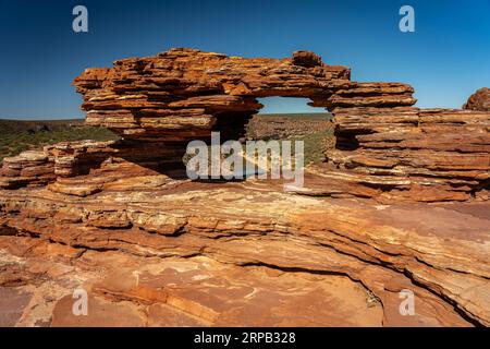 Nature's Window wind eroded opening in Kalbarri National Park, Western Australia Stock Photo