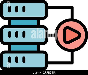 Server gamer data icon outline vector. Online game. Console device color flat Stock Vector
