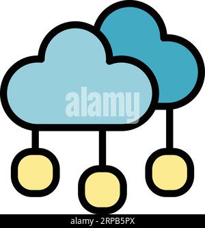 Cloud data game icon outline vector. Online gamer. App console color flat Stock Vector