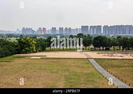 Aerial photo shows the Han Chang'an City Site in Xi'an City, northwest ...
