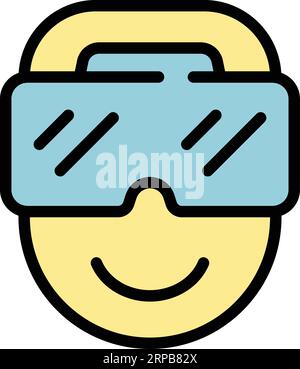 Vr glasses icon outline vector. Online game. Mobile gamer color flat Stock Vector
