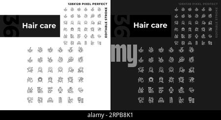 Editable pixel perfect haircare icons collection Stock Vector