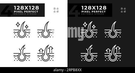 Pixel perfect haircare thin line icons set Stock Vector