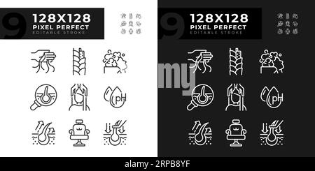 Editable pixel perfect haircare line icons Stock Vector