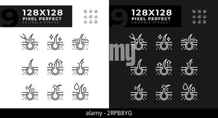 Set of editable pixel perfect haircare icons Stock Vector