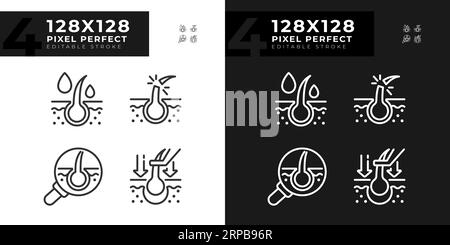 2D pixel perfect haircare thin line icons set Stock Vector