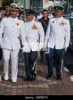 Senior officers arrive at the 77th Birthday parade for Sultan Hassanal Bolkiah in Bandar Seri Begawan, Brunei, on 15 July 2023 Stock Photo