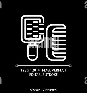 Customizable hairbrushes thin linear white icon Stock Vector