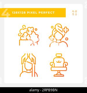 2D pixel perfect haircare gradient icons pack Stock Vector