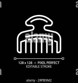 Customizable hair comb thin linear white icon Stock Vector