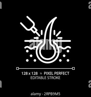 Customizable laser hair treatment thin linear white icon Stock Vector