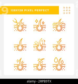 Set of pixel perfect gradient haircare icons Stock Vector