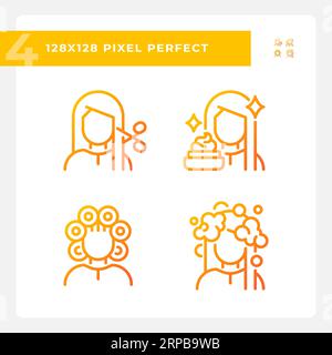 Collection of pixel perfect haircare gradient icons Stock Vector