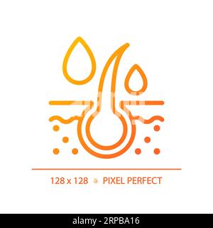 2D hair follicle treatment thin linear gradient icon Stock Vector