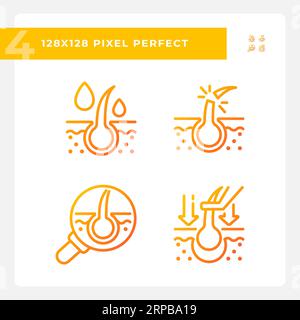 2D pixel perfect haircare gradient icons set Stock Vector