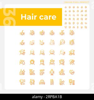 Pixel perfect gradient haircare icons collection Stock Vector