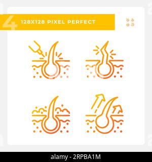 Pixel perfect haircare gradient icons set Stock Vector