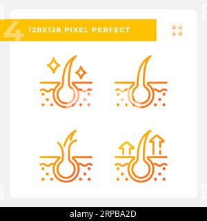 Pixel perfect gradient haircare icons set Stock Vector