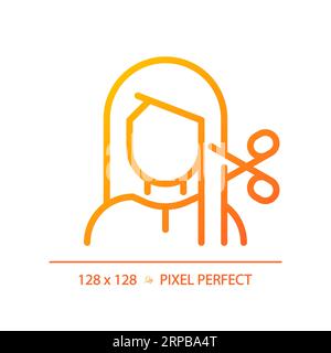 2D woman with haircut at spa thin line gradient icon Stock Vector