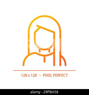 2D woman with straight hairstyle linear gradient icon Stock Vector