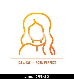 2D woman with wavy hair linear gradient icon Stock Vector