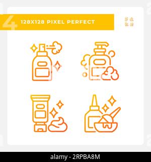 Pixel perfect haircare gradient icons pack Stock Vector