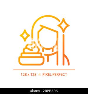 2D woman with hair foam thin line gradient icon Stock Vector