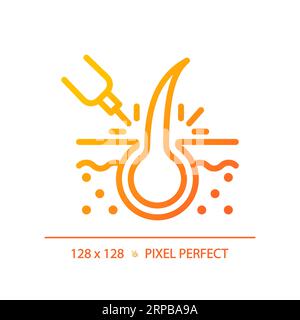2D laser hair treatment thin linear gradient icon Stock Vector
