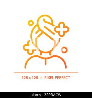 2D woman with hair wash thin line gradient icon Stock Vector