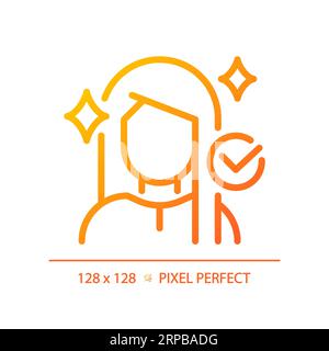 2D woman with shiny hairstyle thin line gradient icon Stock Vector