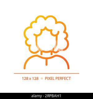 2D woman with curly hair thin linear gradient icon Stock Vector