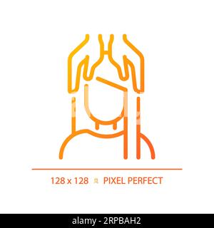 2D woman with head massage thin line gradient icon Stock Vector