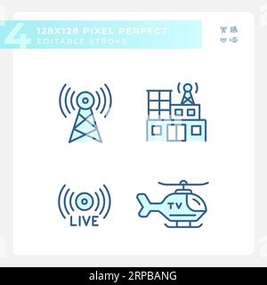 Editable pixel perfect journalism linear icons set Stock Vector