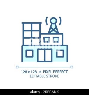 2D customizable blue radio station building icon Stock Vector