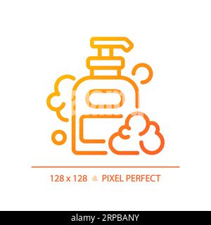 2D shampoo bottle thin linear gradient icon Stock Vector