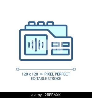 2D customizable thin linear blue voice recorder icon Stock Vector