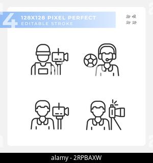 2D editable black journalism icons set Stock Vector