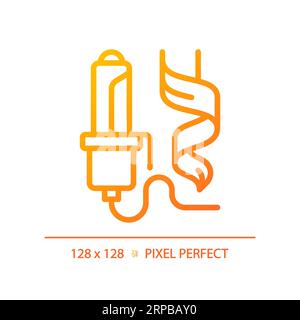 2D hair curler thin linear gradient icon Stock Vector