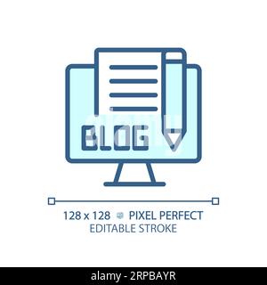 2D customizable thin linear blue blog icon Stock Vector