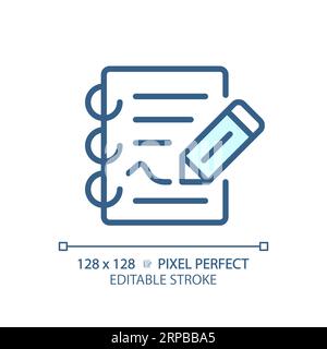 2D customizable thin linear blue report icon Stock Vector
