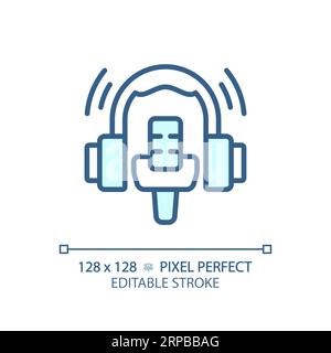 2D customizable thin linear blue broadcasting icon Stock Vector