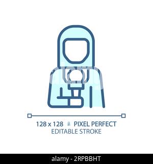 2D customizable blue female news reporter icon Stock Vector