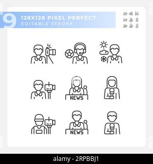 Editable black journalism icons collection Stock Vector