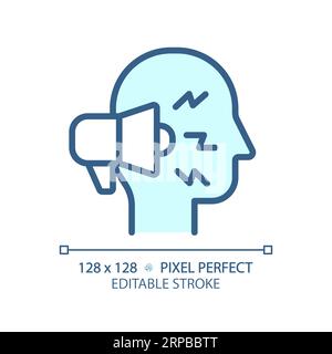 2D customizable thin linear blue public speaker icon Stock Vector