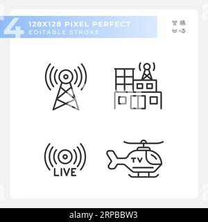 Editable pixel perfect journalism linear icons set Stock Vector