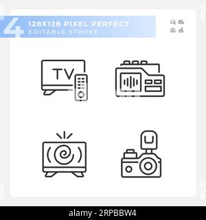 Editable pixel perfect pack of black journalism icons Stock Vector
